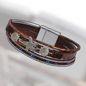 Brown & Silver Starfish and Sea Shell Charm Bracelet. New!